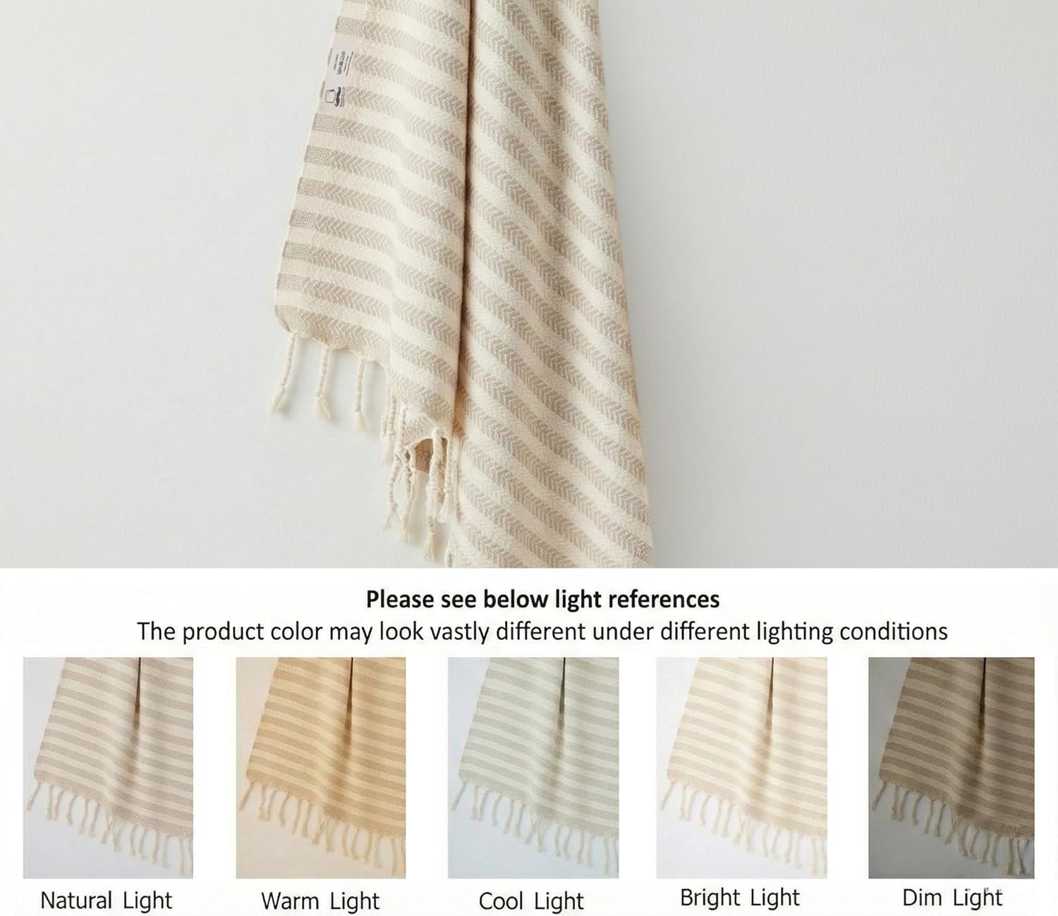 Bazaar Anatolia Turkish Bath Towel – 100% Cotton, Quick Dry Boho Farmhouse Decor, Autumn Throw Blanket for Bathroom – Oversized 71x39 Inches – Arpa Beige Beige Arpa