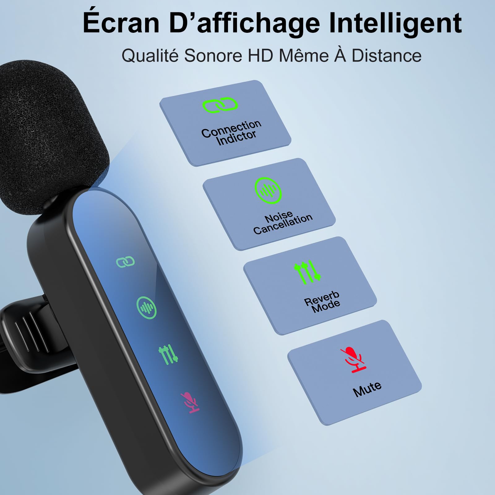 zealsound Micro Cravate sans Fil pour iPhone/Android/PC, avec Réduction du Bruit & Muet, pour Vlog, Enregistrement Vidéo, Streaming TikTok Youtube Podcast, avec Port USB-C & Lightning pour iPhones