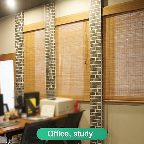 Miniatura 2 de Persianas enrollables de bambú marrón carbonizado retro para ventanas, filtrantes de luz, cortinas enrollables de bambú, transpirables, cortinas