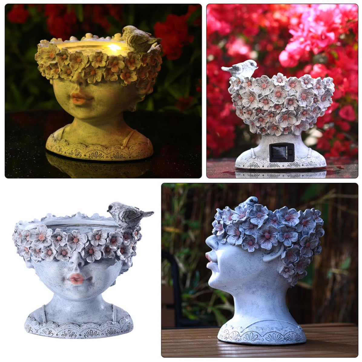 Pot de Plantes Résineuses Fille, Décor Créatif Lumineux pour Succulentes