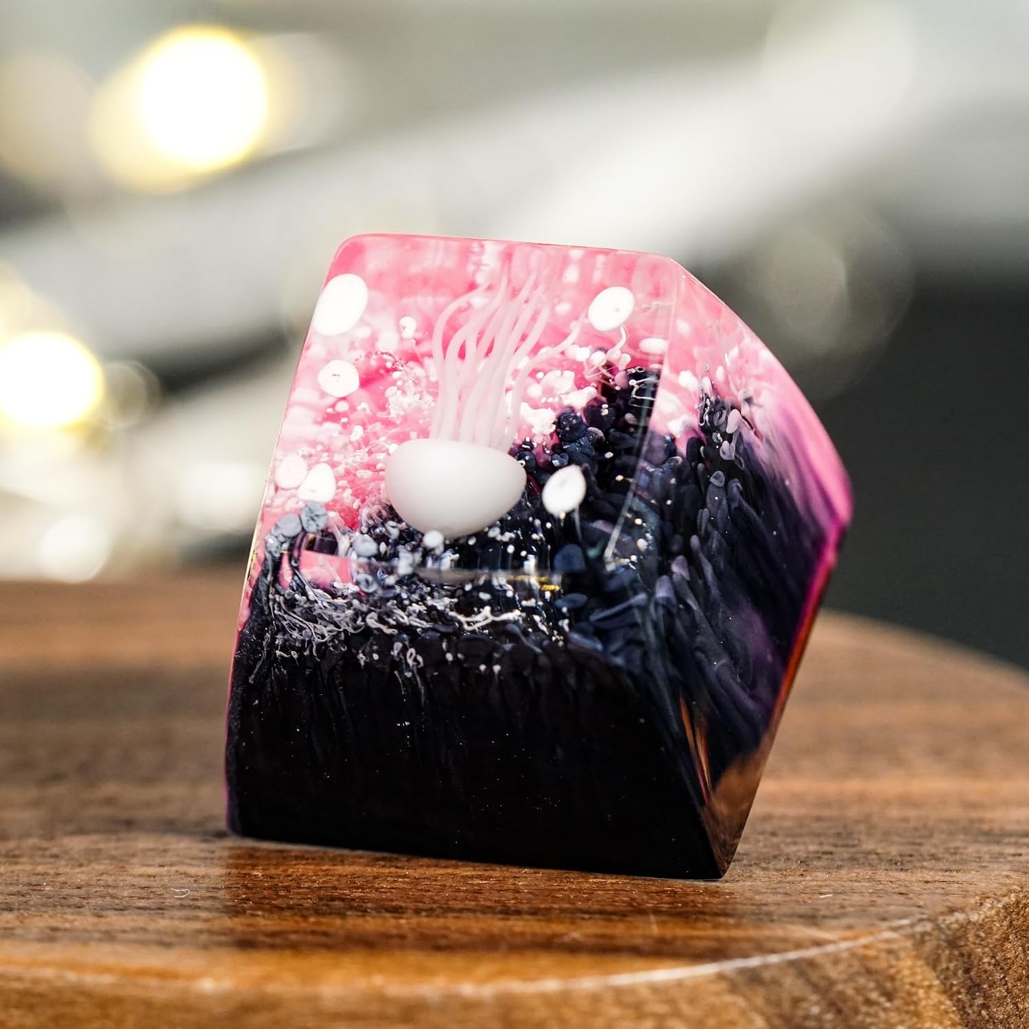 Jellyfish Keycap Black and Pink Ocean Handmade Artisan Keycap Cute Key Caps Custom Keycaps Keyboard Caps Resin Keycaps for Cherry MX Mechanical Keyboard Lovers Gift