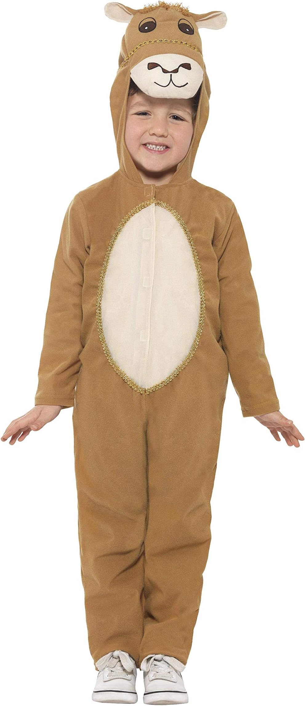 Smiffys Camel Costume, Brown with Hooded Jumpsuit, Christmas Children's Fancy Dress, Animal Dress Up Costumes