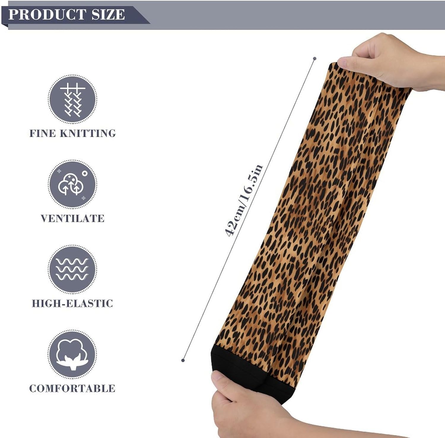 Leopard Patterned Wallpaper Compression Sock Breathable Support Socks Lightweight Knee High Tube Socks for Women Men