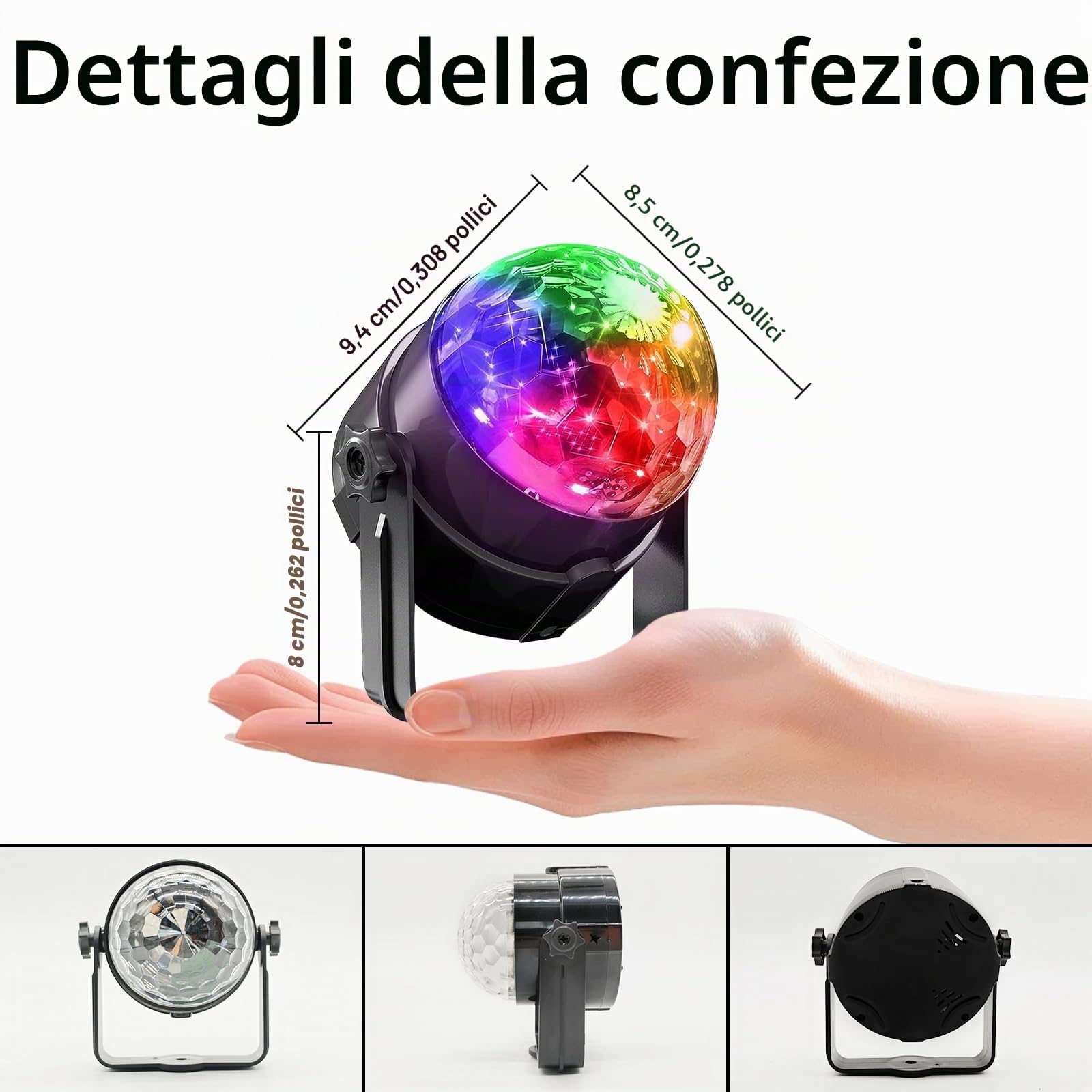 Set di luce per discoteca a 3 parti, sfera disco in materiale ABS con telecomando, lampada strobo DJ, adatta per decorazioni luminose in matrimoni/KTV karaoke/cene di compleanno.