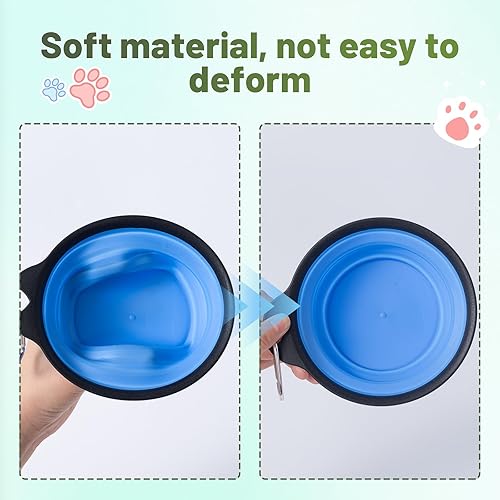 Miniatura 4 de SLSON Tazones plegables para perros y mascotas, paquete de 2 platos integrados moldeados para agua para gatos, dispensador de alimentos ligero y