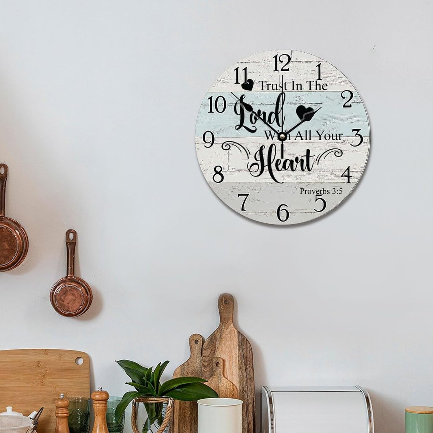 Christian Scripture Wooden Wall Clock Trust in The Lord Decorative Clock image 5