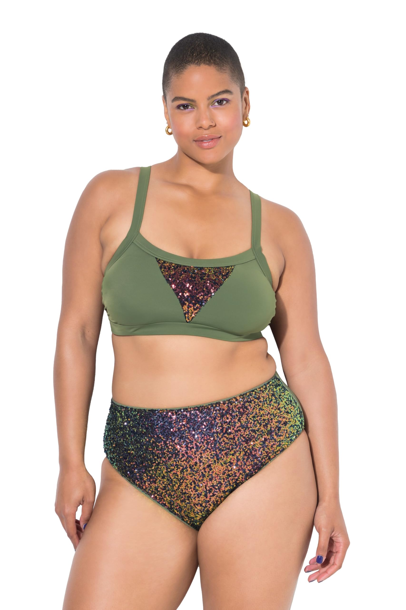 Studio Untold Damen große Größen Übergrößen Plus Size Bikini-Slip, Highwaist, Pailletten, Shaping 841238