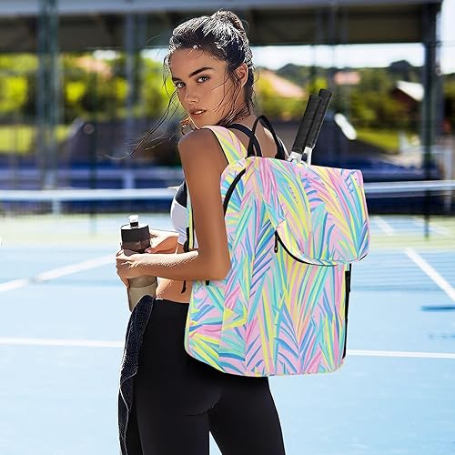 Miniatura 7 de Mochila de tenis para adultos, grande, resistente, plantas tropicales, simple, 2 raquetas, bolsa de tenis acolchada, bolsa de gimnasio para hombres
