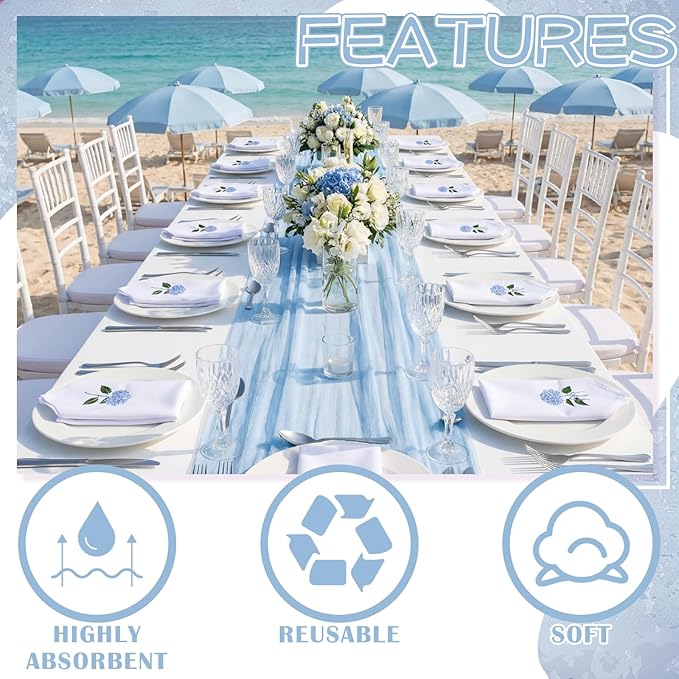 Servilletas de Tela HunnmingRe 12 Unidades Bordadas Florales miniatura 3