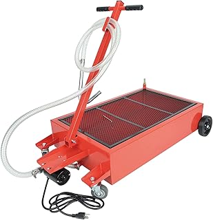 SUPERFASTRACING 17 Gallon Low Profile Roll Around Oil Drain Pan with 110V Electric Pump 8FT Hose for Trucks Cars SUVs
