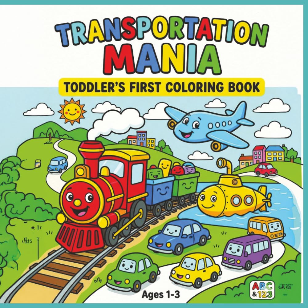 Transportation Mania: Toddler's First Coloring Book (Mania Toddler Coloring Books)