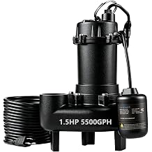 HoldwellS Sewage Grinder Pump 1.5HP, 5500GPH, Sludge Grinder Cast Iron Sump Sewage Pump, 48ft H