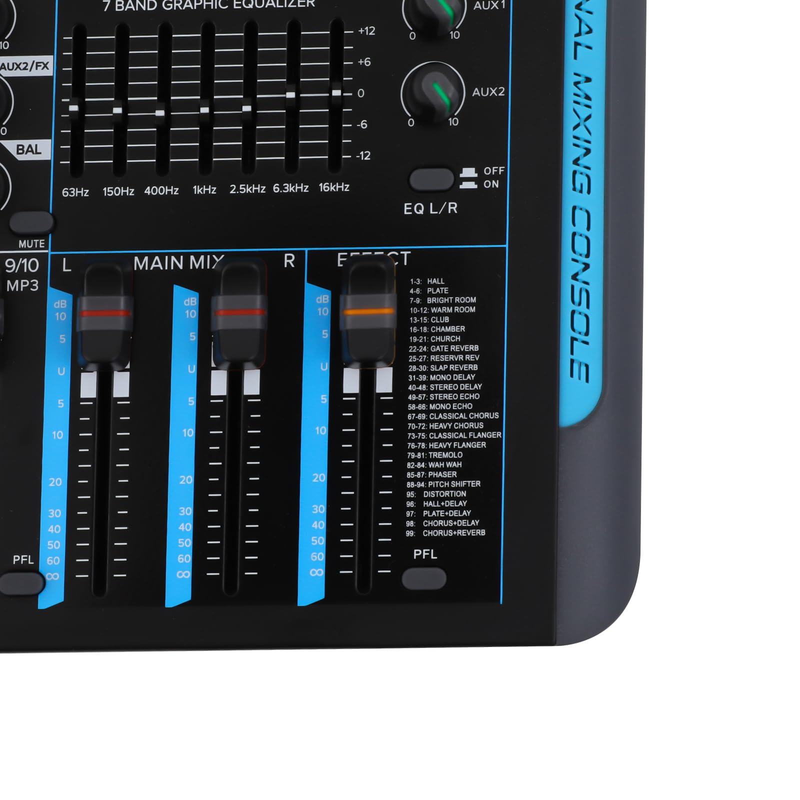 Consola de mezclador de sonido estéreo profesional de 10 canales | Mezclador de audio Bluetooth Studio Mixer con 99 efectos DSP | Mixpult con unidad USB + alimentación fantasma de 48V | Mezclador de