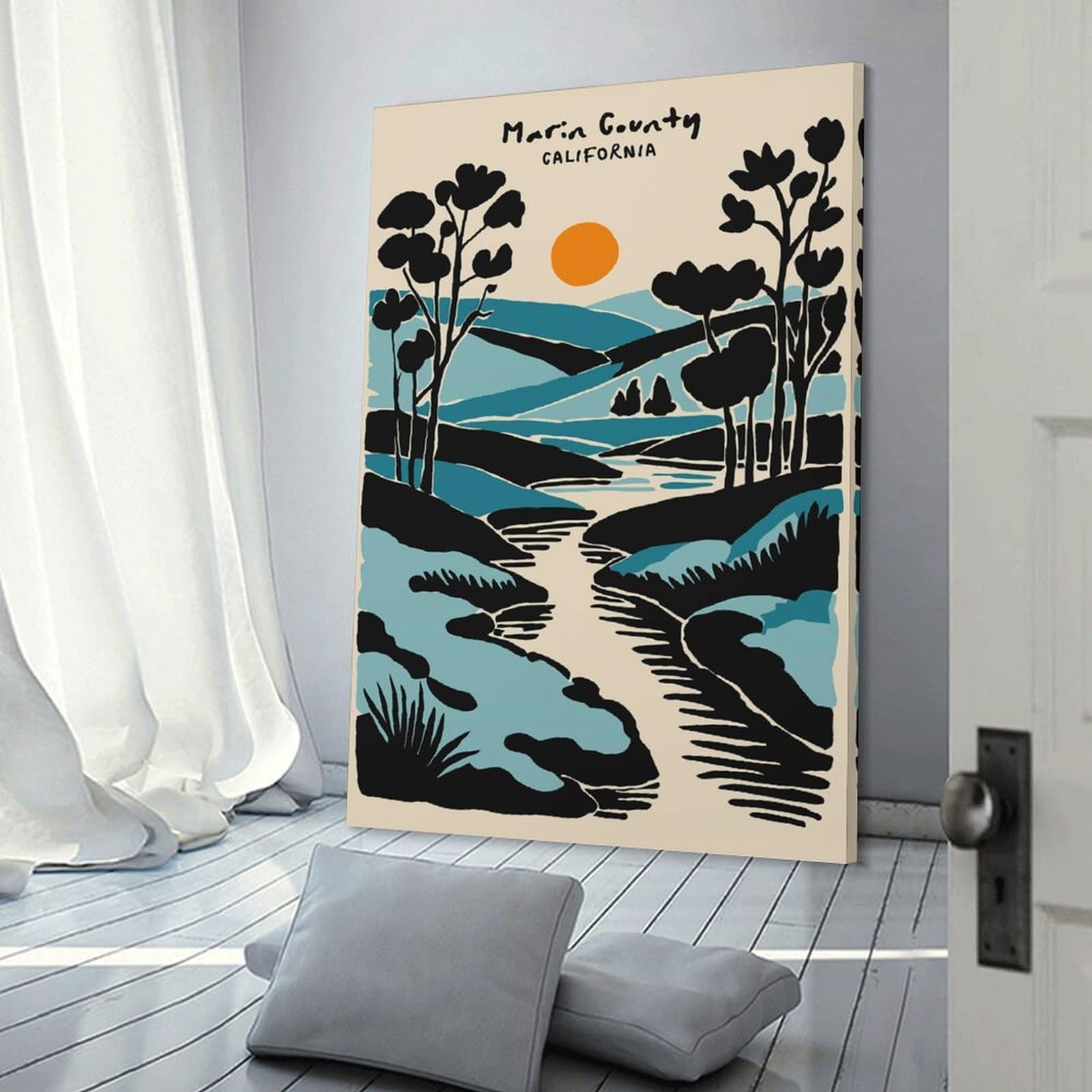 Junmoney Decorative Canvas Print Marin County California Landscape Art, 20x30inch(50x75cm), for New Homes, Bedrooms Or Workspaces, A Wall Art Gift for Fresh Interiors
