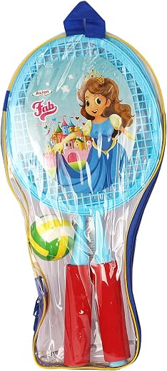 Asian Fab Badminton Kit 2 Rackets 1 Ball Set Multicolor Lightweight Durable Badminton Racket Set for Kids Outdoor Sports T...
