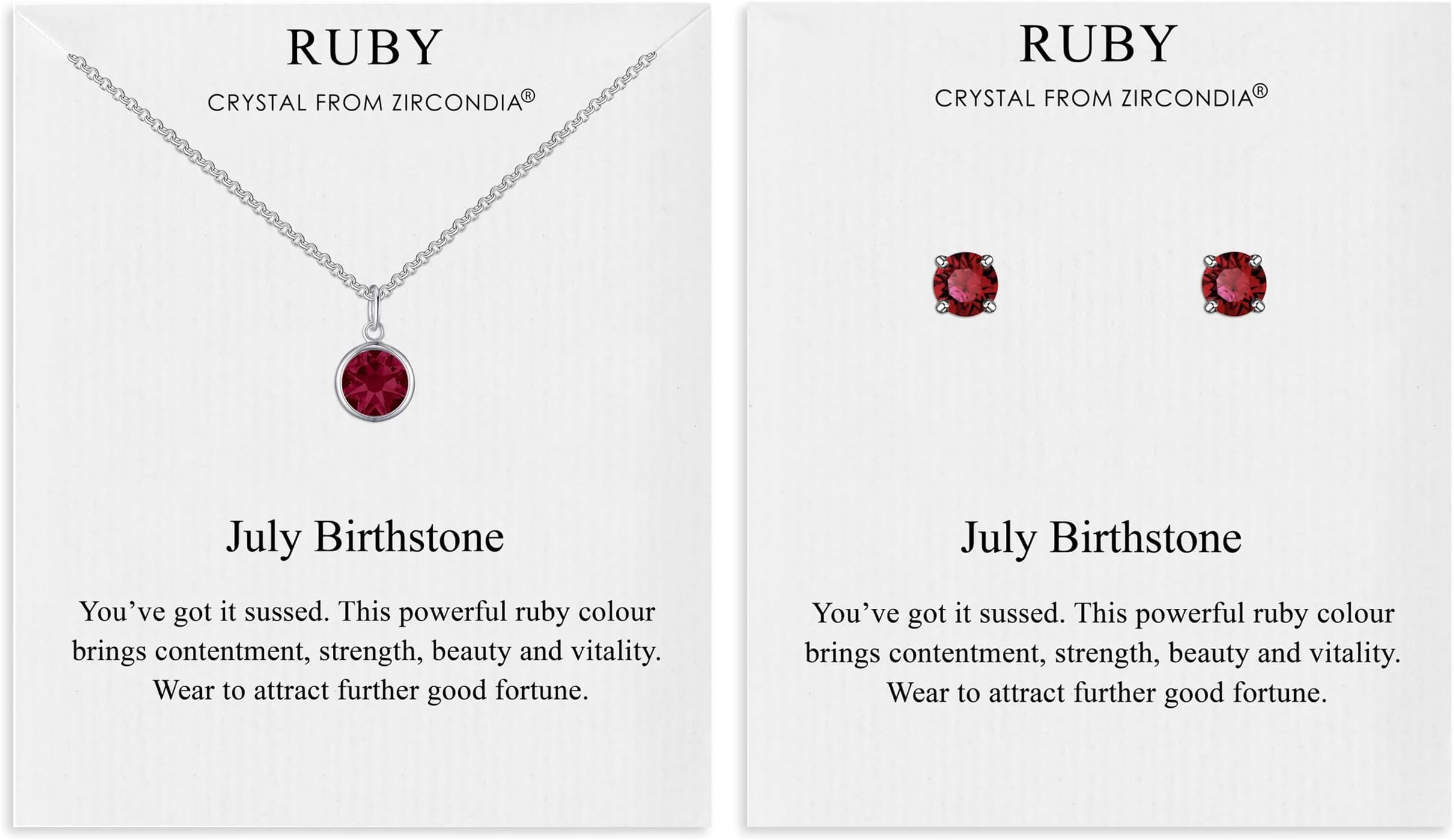 July (Ruby) Birthstone Necklace & Earrings Set Created with Zircondia® Crystals
