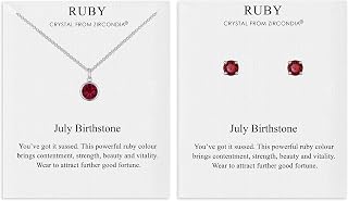 July (Ruby) Birthstone Necklace & Earrings Set Created with Zircondia® ...