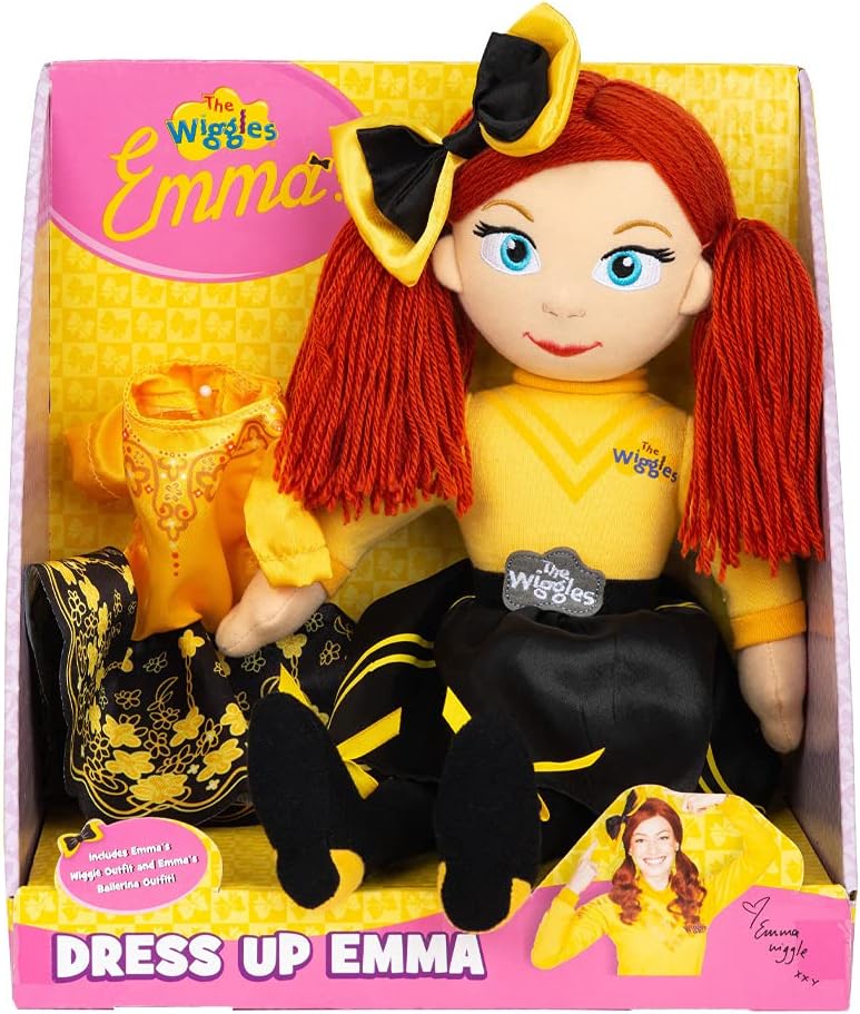 The Wiggles Toys, Emma Wiggle Dress Up Doll Plush, 40cm Tall, Perfect for Collecting, Toys for Toddlers, from Popular Kid Music Shows