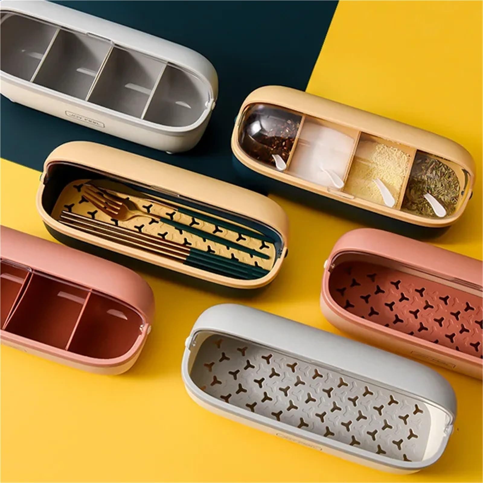 Scatola Di Condimento Barattolo di spezie Sale e pepe Set di contenitori for spezie Scatola di condimento ovale trasparente Portaspezie Strumenti for la conservazione della cucina Per la Cucina(Pink)