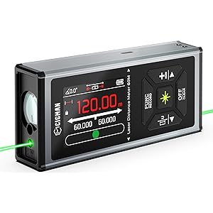 120M Metro Laser, CIGMAN Misuratore Laser verde Bilaterale, Misura laser multifunzionale, Con Display LCD Retroilluminato a Colori, Sensore Angolare, Modalità Pitagorica, Area e Volume.CD - 60G