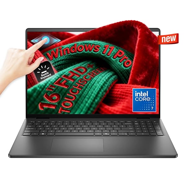 Dell 16 Touchscreen Laptop Computer - Intel 10-Core 7 150U (up to 5.4 GHz), 32 GB DDR5 RAM, 2 TB SSD, 16" FHD+ Touch Display, Backlit KB, Wi-Fi 6, Copilot AI, Windows 11 Pro, Black