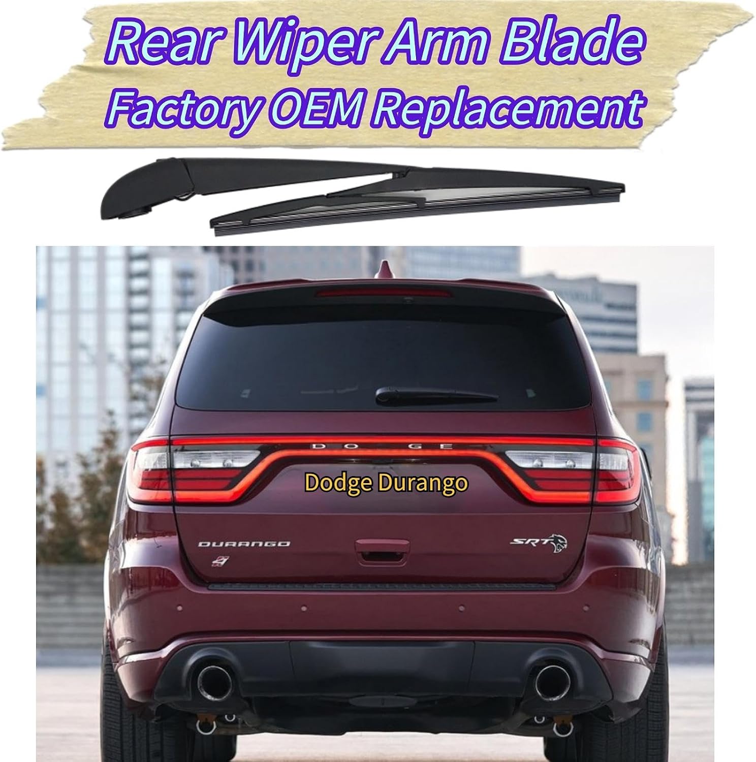 Rear Wiper Blade Arm Replacement for Dodge Durango 2011-2025 2024 2023 2022 2021 2020 2019 2018 2017 Fit SXT SRT 392 GT R/T Hellcat Plus Premium Citadel Models Rear Back Windshield Wiper Blade Set
