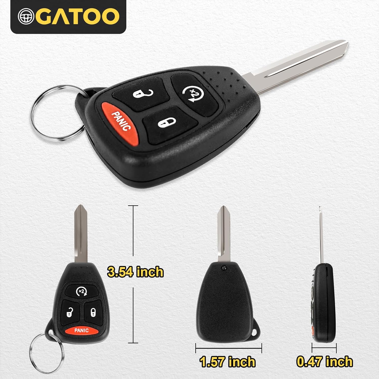 Key Fob Replacement Fit for Dodge Caliber Charger Durango Magnum Nitro Ram Dakota Avenger Chrysler 200 300 Aspen Sebring Grand Cherokee 05 2006 2007 2008 2009 2010 2011 2012 2013 14 Replaces KOBDT04A - Image 5