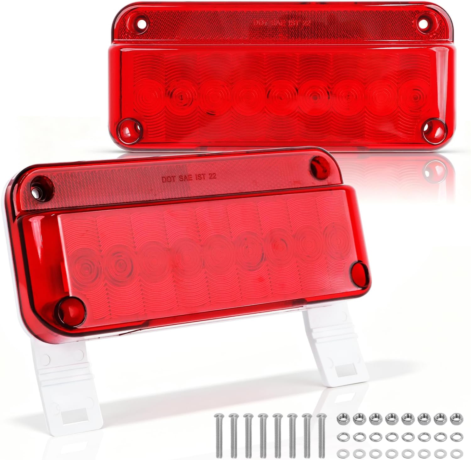 LED Trailer Tail Lights 2 Pack, IP67 Waterproof Stop Brake Turn Signal Running Lights, DOT Certified Surface Mount Trailer Light Kit for RV Camper Boat Utility Trailer Truck