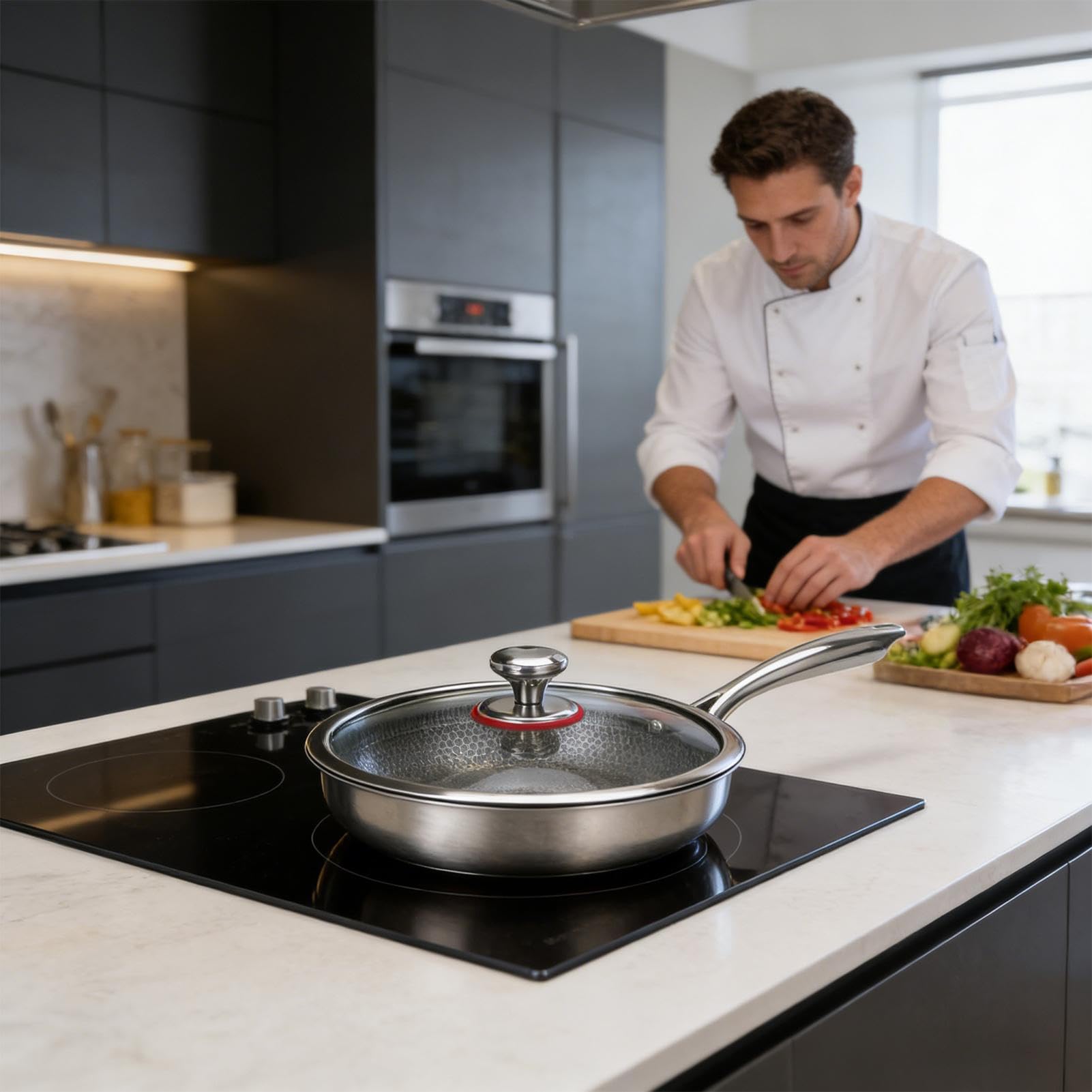 Sartén de Titanio Utensilios de Cocina Antiadherentes | Sartén para Hogar Para Cocineros Caseros Principiantes Preparación Comidas Huevos Carnes Apartamento Camping Viajes en RV