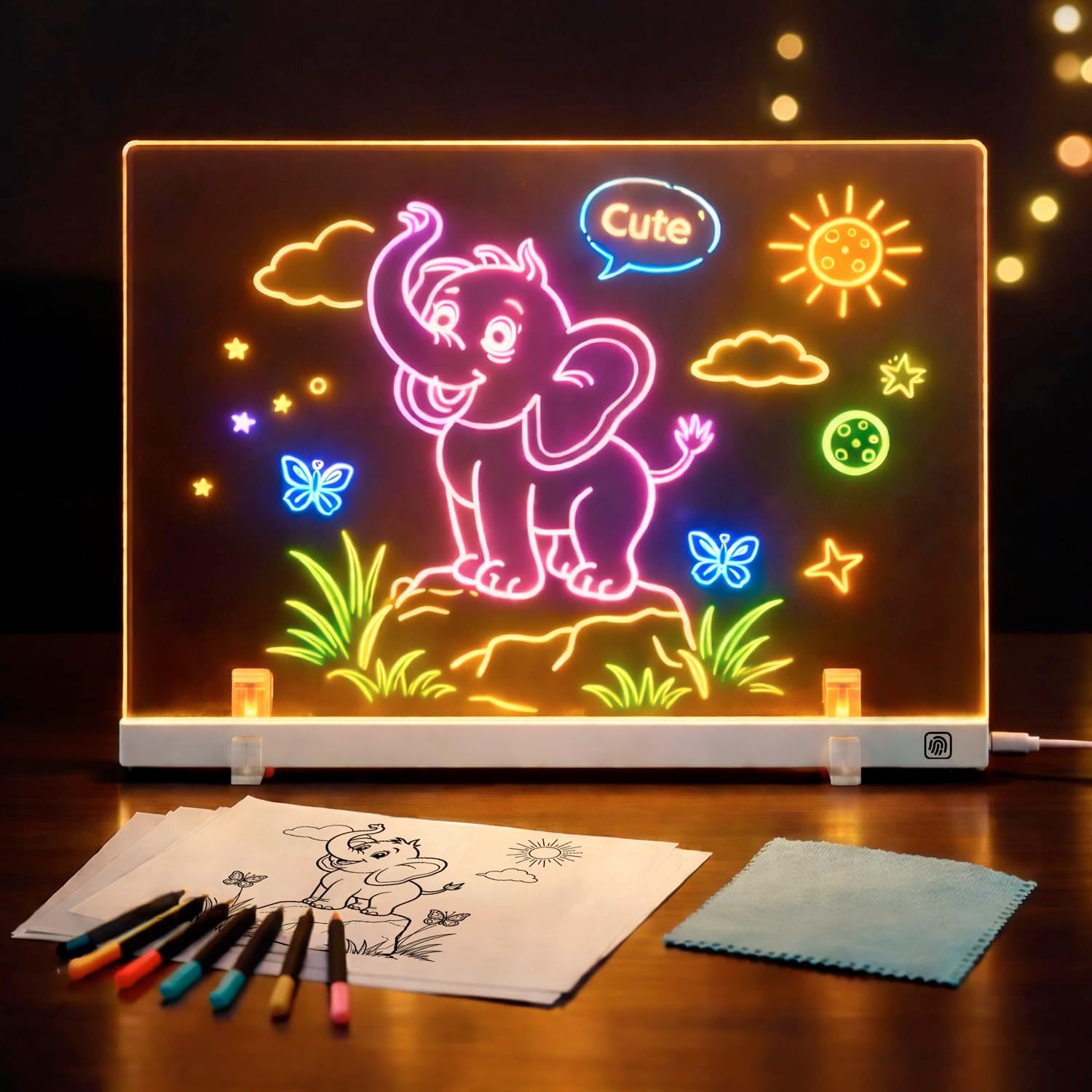 LED Drawing Board for Kids, Light Up Drawing Board with 8 Colors & 4 Modes, Reusable Acrylic Writing Doodle Board, Screen-Free Toy to Keep Kids Busy, Gift for Boys Girls Age 3-7