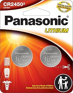 Panasonic CR2450 3.0 Volt Long Lasting Lithium Coin Cell Batteries in Child Resistant, Standards Based Packaging, 2-Battery Pack