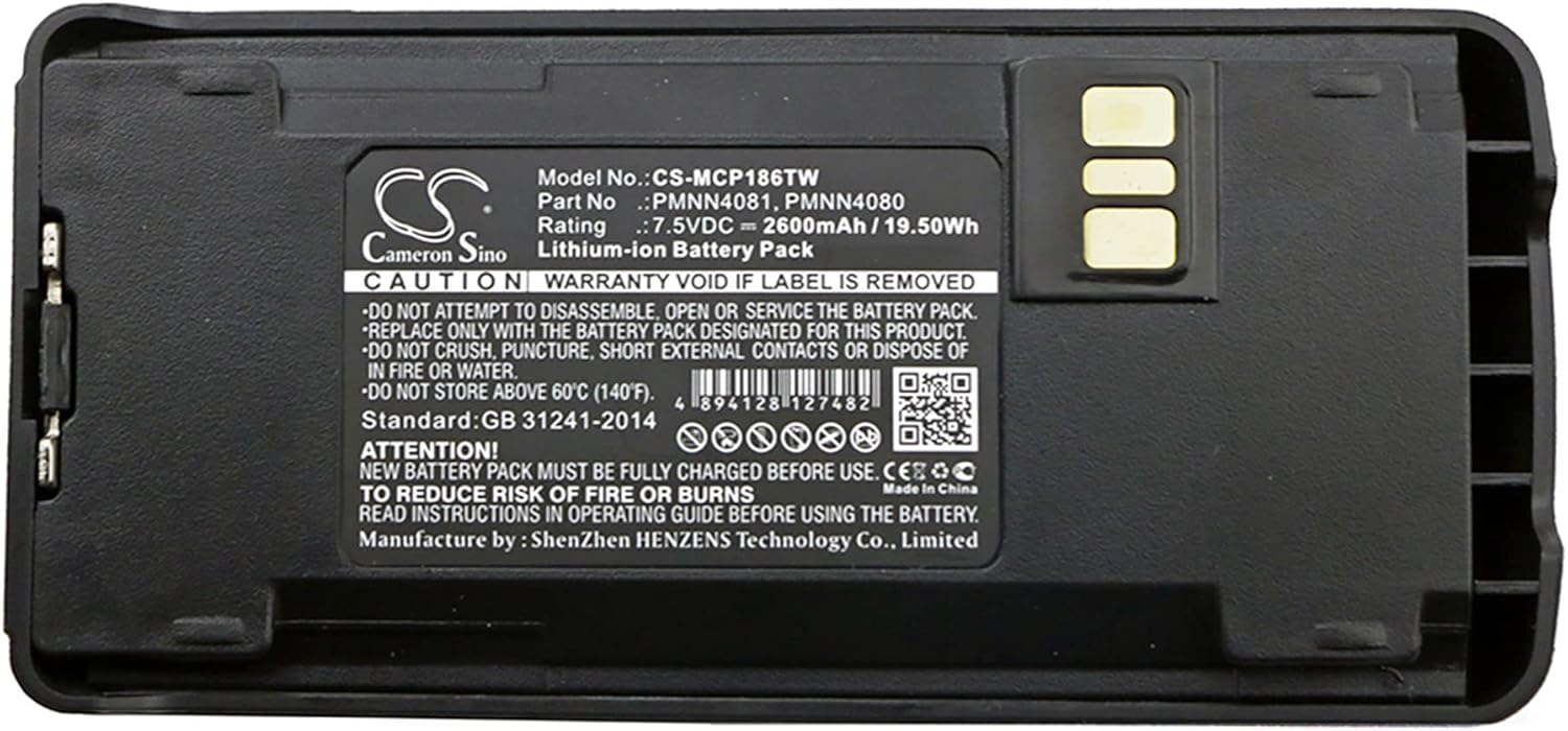 Cameron Sino Battery for Motorola CP1200, CP1300, CP1600, CP1660, CP185, CP476, CP477, EP350 PN:Motorola PMNN4080, PMNN4081, PMNN4081AR, PMNN4081ARC, PMNN4082