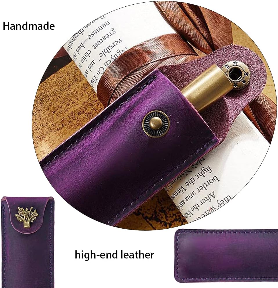 PengLAI Leather Pen Case Pen Pouch,Unicorn Leather Pen Holder Art Pencil Case Holder Handmade Protective Pencil Bag with Snap Button - Image 5