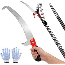 Pole Saws for Tree Trimming, 20FT Telescoping Pole Tree Saw Lightweight, Manual Tree Pruner Extendable & Tree Trimmer Long Handle Pruner with Fiberglass Pole, Pruning Saw for Cutting High Branches