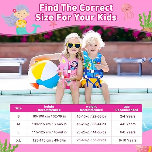 Miniatura 3 de Chaleco de natación para niños, flotadores para niños pequeños con correa de seguridad ajustable, ayuda a la natación, traje de baño para niños y