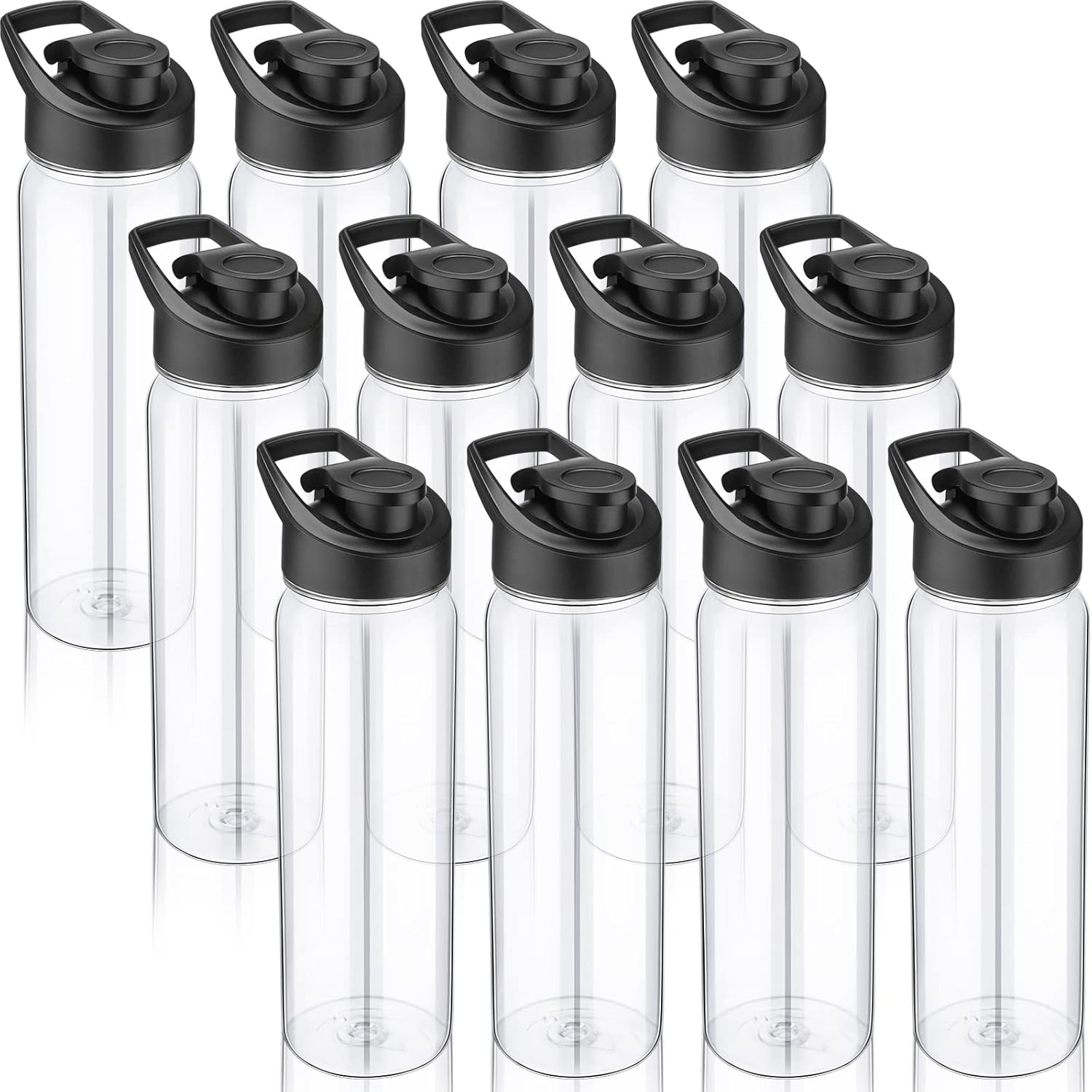 Mimorou 12PCS 24oz Sports Water Bottles Bulk Plastic Sports