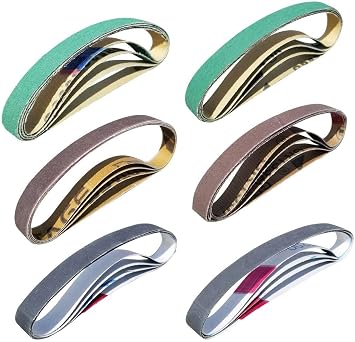 24 Pack 1/2" x 10" Replacement Knife Sharpener Sander Belt Kit for Work Sharp WSCMB Combo Knife Sharpener- 80/120/240/400/1000/1200 Grits Sanding Belt 0.5 x10 Inch