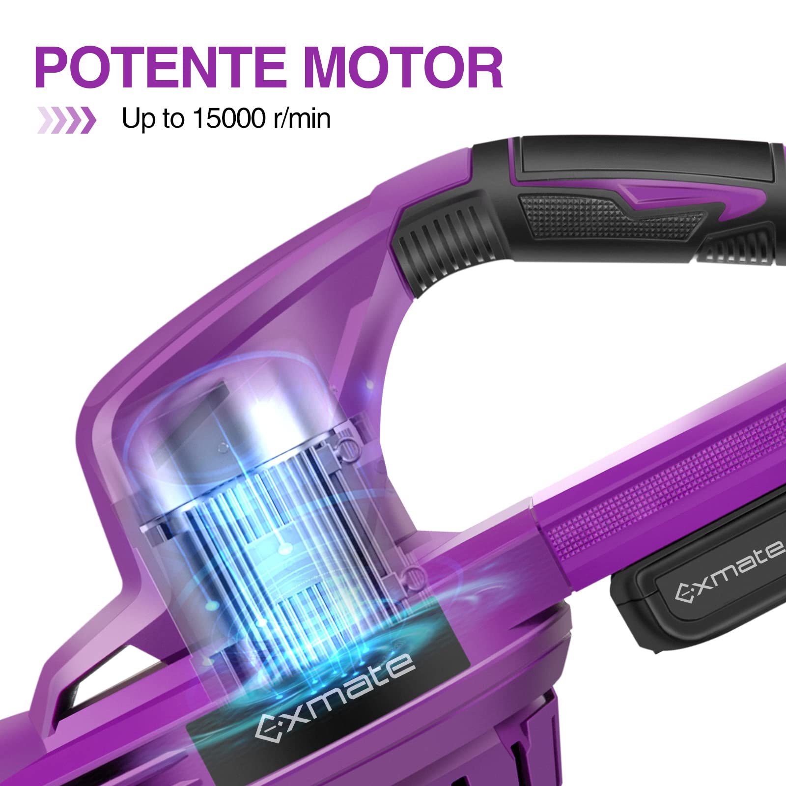 Exmate Dmuchawa do liści, akumulator, odkurzacz do liści, zestaw elektryczny z 2 bateriami litowymi 2,0 Ah i ładowarką, 20 V 130 MPH, dmuchawa do liści, brudu, śniegu, tarasów, tarasów, ogrodów