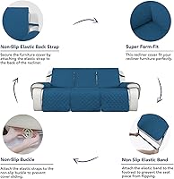 Vista 4 de PureFit Fundas de sofá reversibles resistentes al agua para sofá reclinable de 3 asientos, funda antideslizante para sofá de 3 cojines, protector