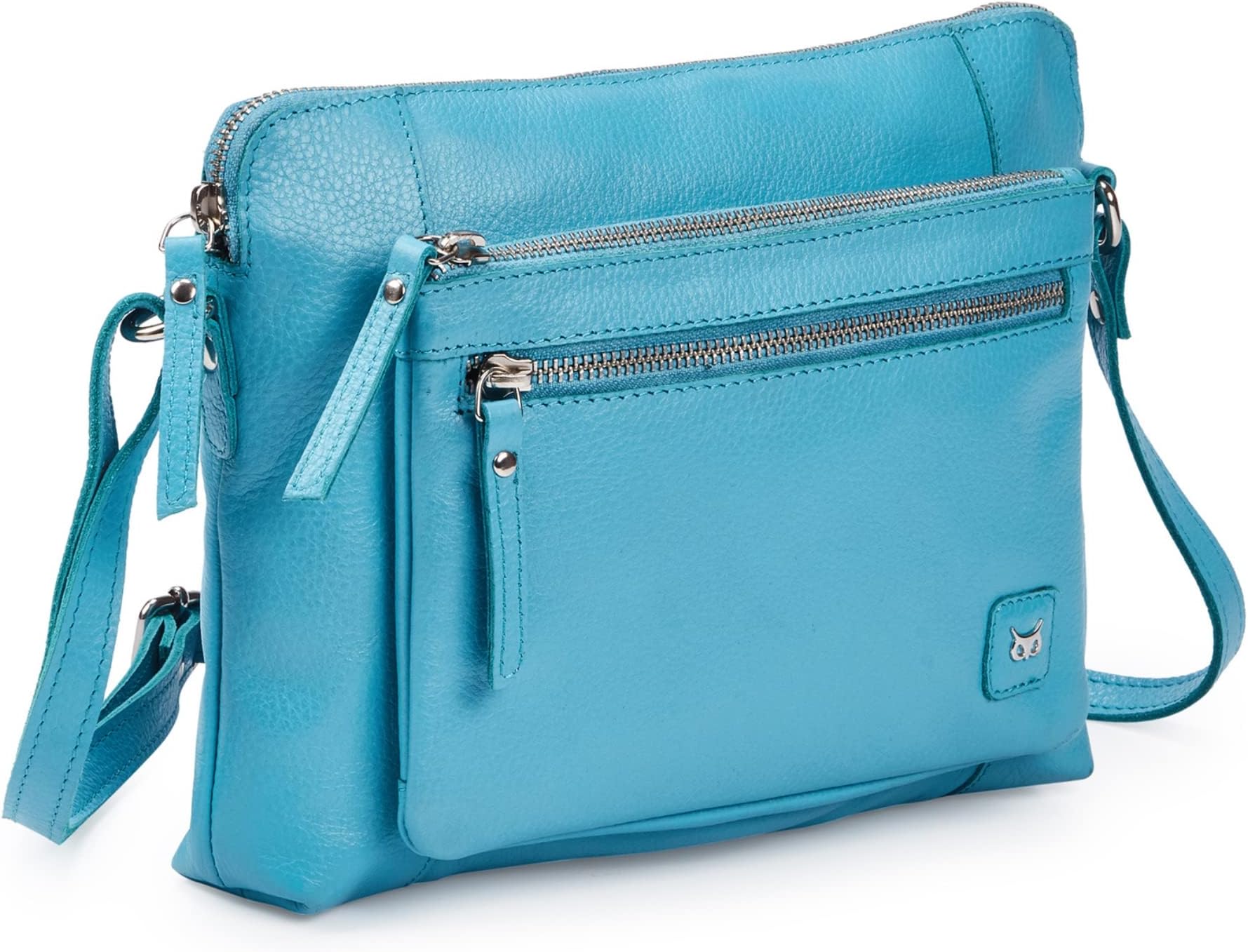 Wise Owl Accessories Leather Crossbody Bags for Women Small Soft Genuine Pebbled Sling Shoulder Handbag Crossover Purse with Full Adjustable Strap (Air Blue Nappa)