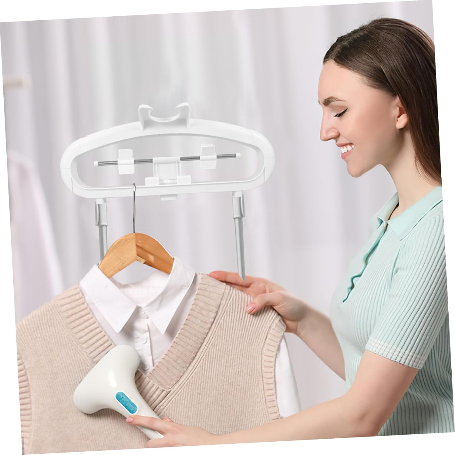 Zerodeko Garment Steamer Hanger Hanger for Steaming Clothes Multipurpose Design for Pants Shirts and Coats Portable and Easy to Store for Home Use