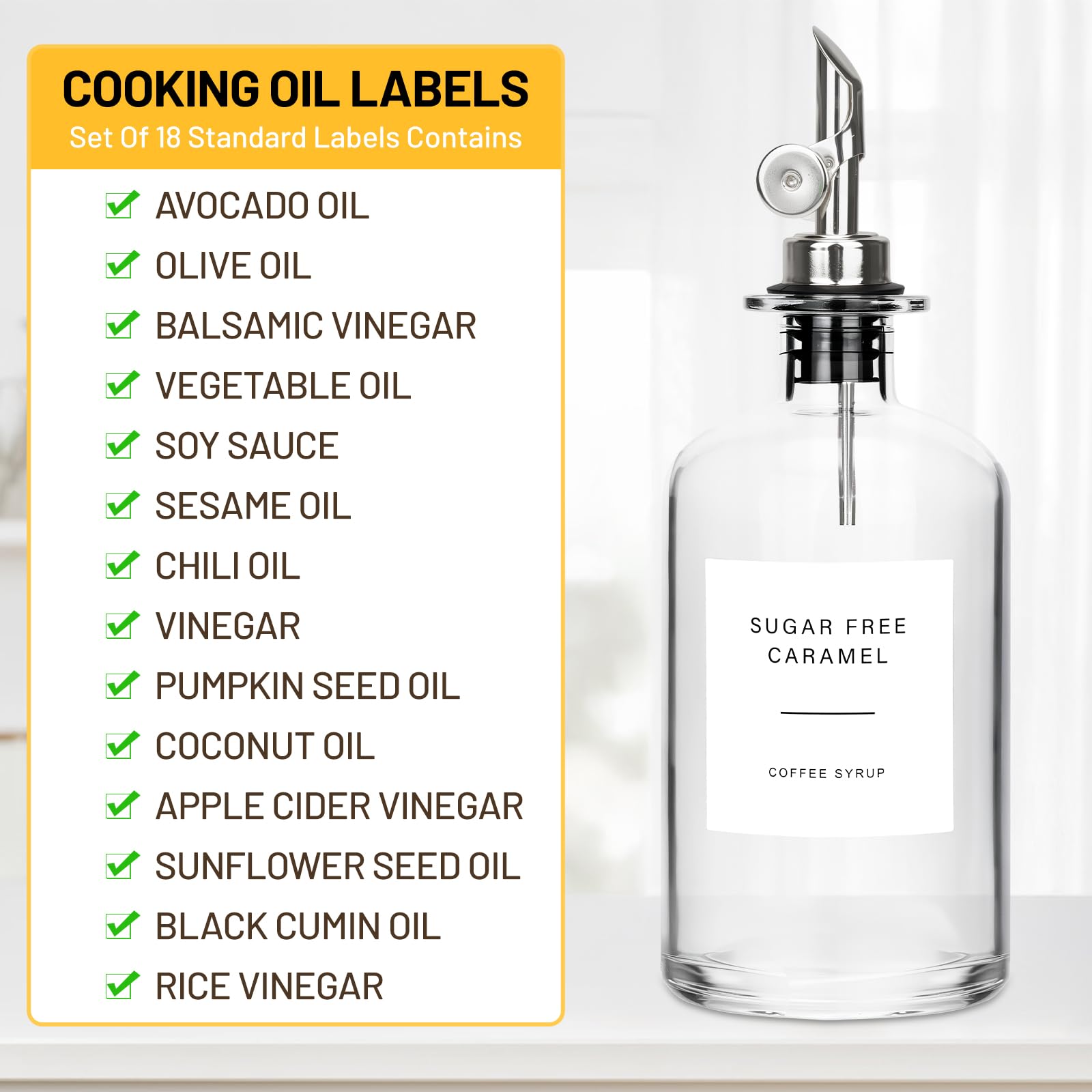 Aceite y vinagre dispensador para botellas de cristal de 500 ml, boquilla incluida