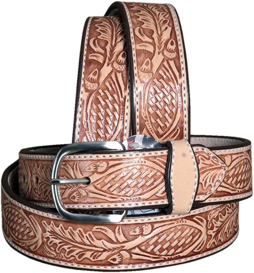 Hilason Oakleaf Made In Usa Gun Holster Leather Work Belt Brown