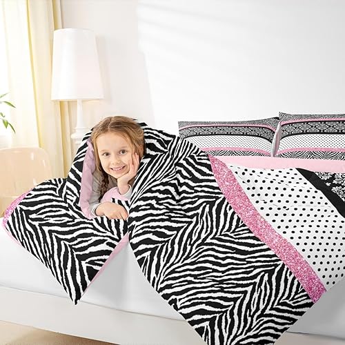 Miniatura 136 de Castle Fairy Juego de ropa de cama con estampado de cebra, tamaño matrimonial, juego de edredón de animales de África y vida silvestre, juego