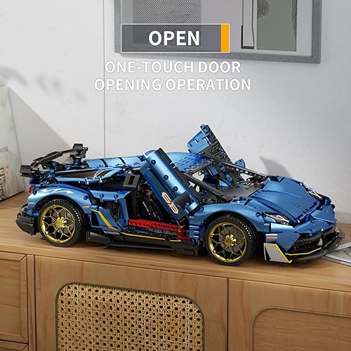 Miniatura 7 de ZYLEGEN Lambo - Juego de construcción de autos de carreras, modelo Hypercar, juguete de ingeniería, superauto a escala 18, kit de coche deportivo