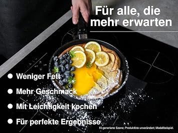 AMT Die-Cast Aluminium Shallow Sauté Pan with 28 cm Diameter at Top / Base 24 cm / for Induction Coo