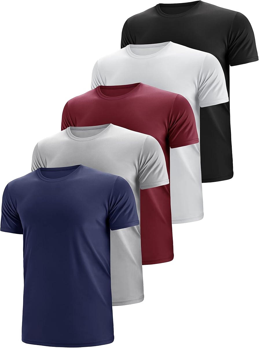 Camisetas deportivas activas de secado rápido para hombre, Dry Fit, absorben la humedad, paquete de 3 y 5 unidades de malla Tech Performance