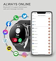 Vista 2 de Reloj inteligente para mujeres y hombres, rastreador de llamadas Bluetooth para teléfonos Android e iOS, reloj inteligente impermeable con pantalla