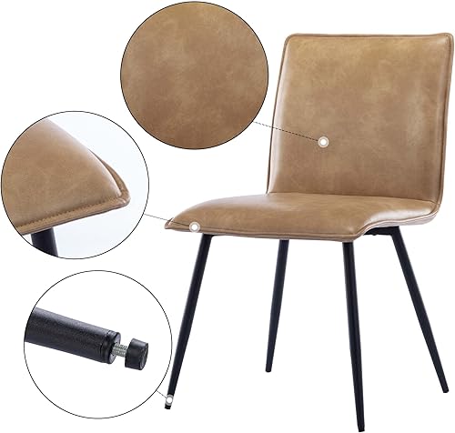 Miniatura 5 de DUHOME Juego de 4 sillas de comedor de piel sintética para comedor, sala de estar, camello