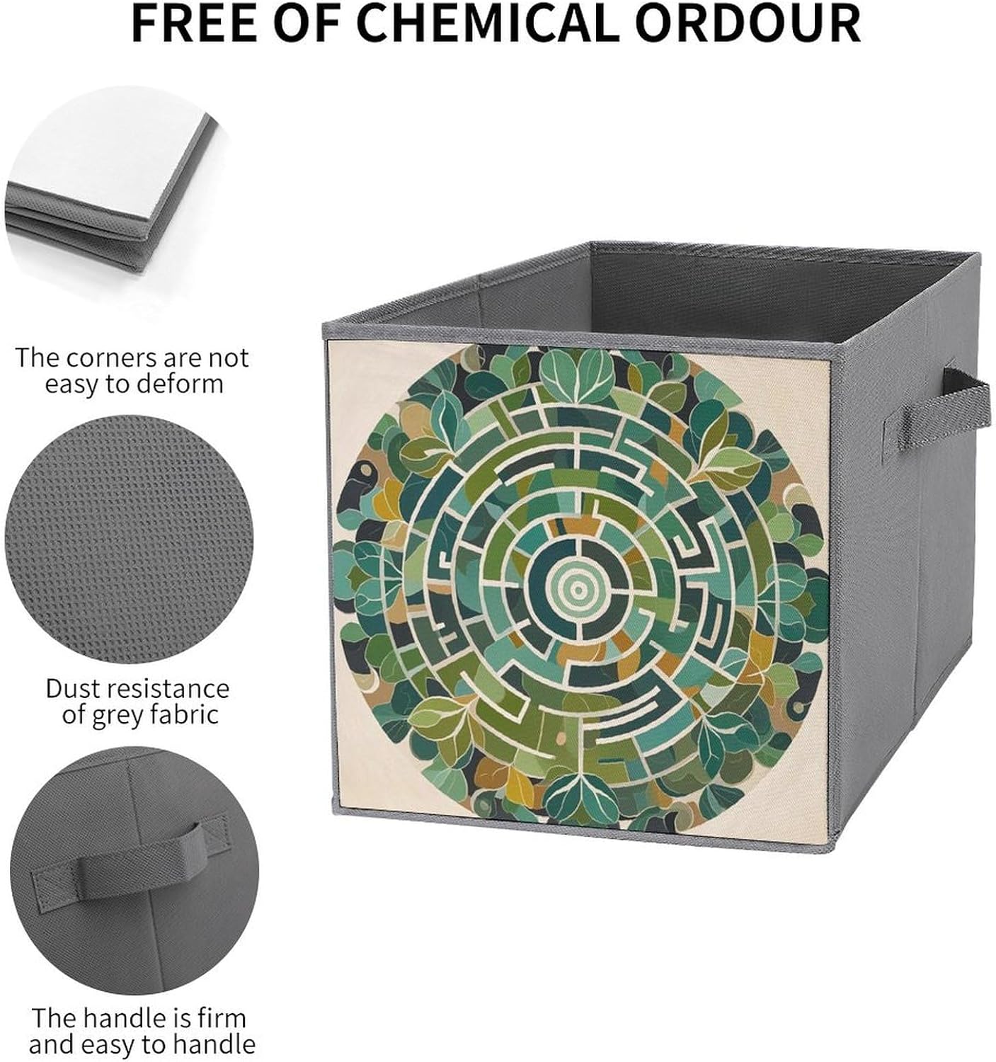 Circular Maze Foldable Storage Box with Handles, Durable Oxford Storage Cubes, 2PCS Collapsible Closet Organizer for Home, Shelf, Office, Travel